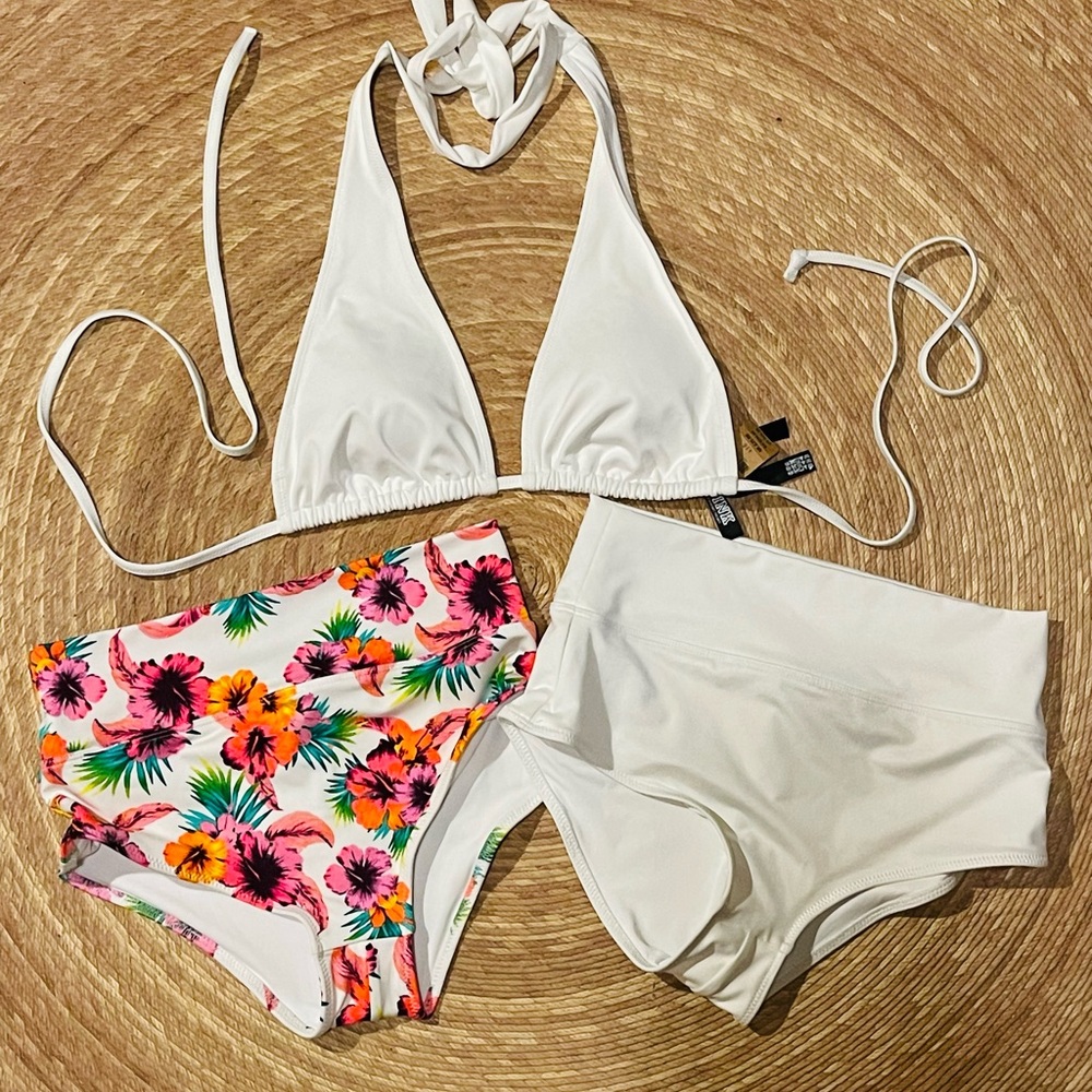 NWT New Lot Victoria Secret Pink Swim Wear Swimsuit Beach 3 piece High waist